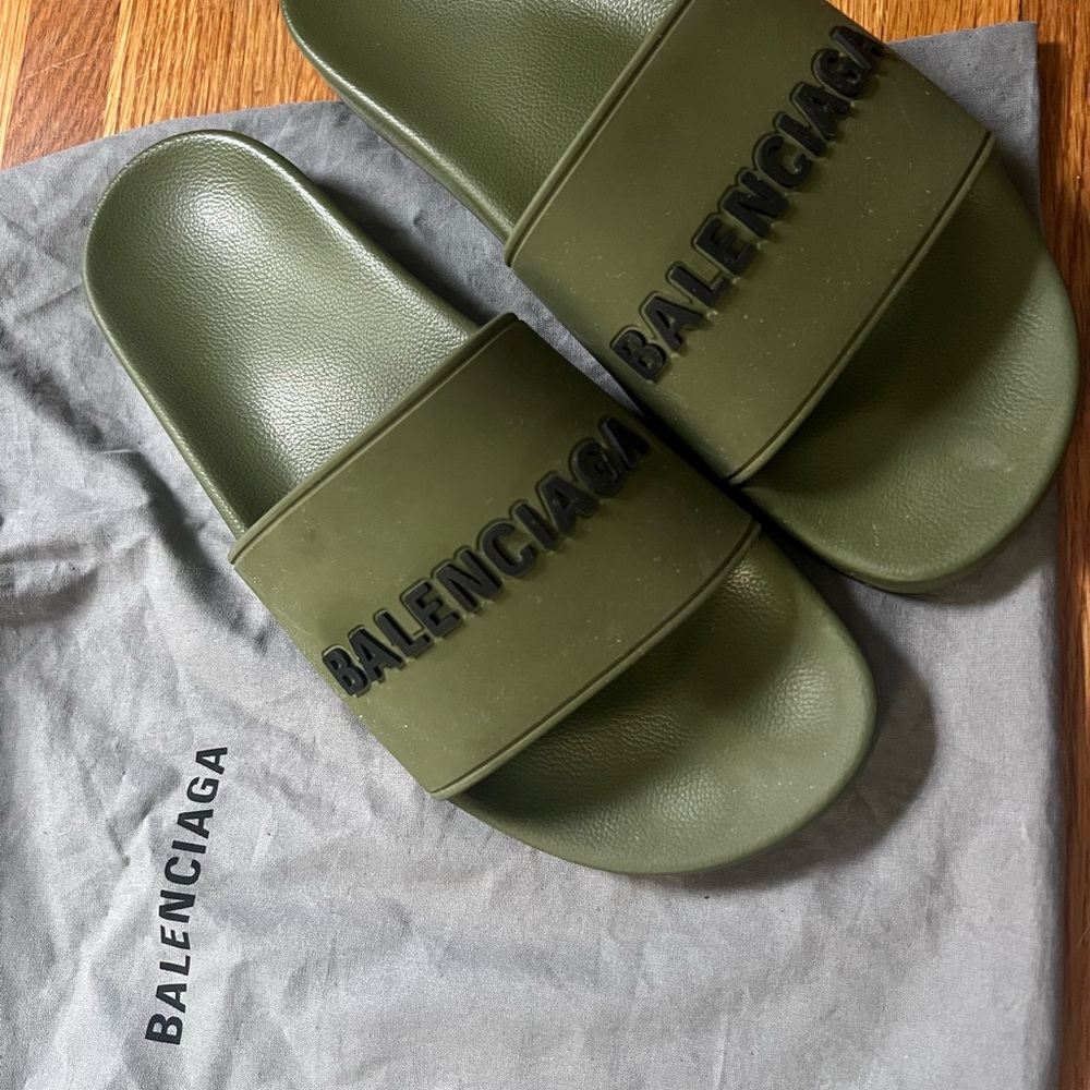 Balenciaga Men's Green Slides